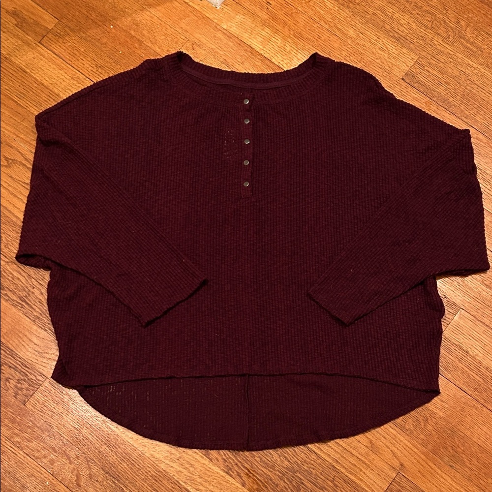 NWT Urban Outfitters Deep Burgundy Long Sleeve Oversized Top